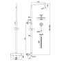 Plumb Essentials Round Thermostatic Overhead Shower Kit with Stainless Steel Head - Brushed Brass, technical drawing
