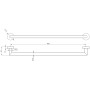 Melbourne Round 600mm Single Towel Rail - Brushed Brass, technical drawing