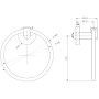 Melbourne Round Towel Ring - Black, technical drawing