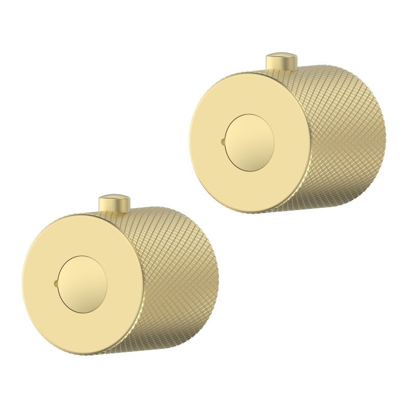 Menai Round Knurled Handle - Brushed Brass