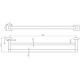 Sydney Square 600mm Double Towel Rail - Chrome, technical drawing