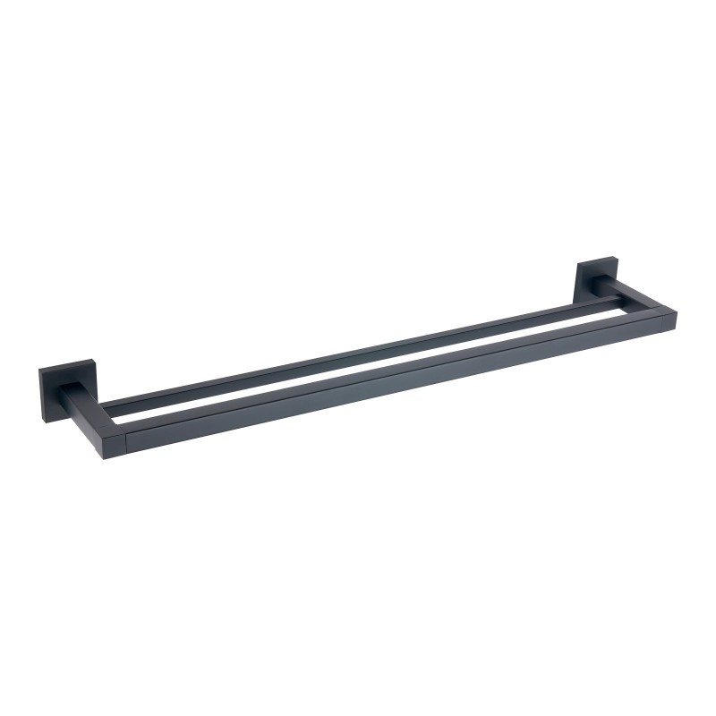 Sydney Square 600mm Double Towel Rail - Black