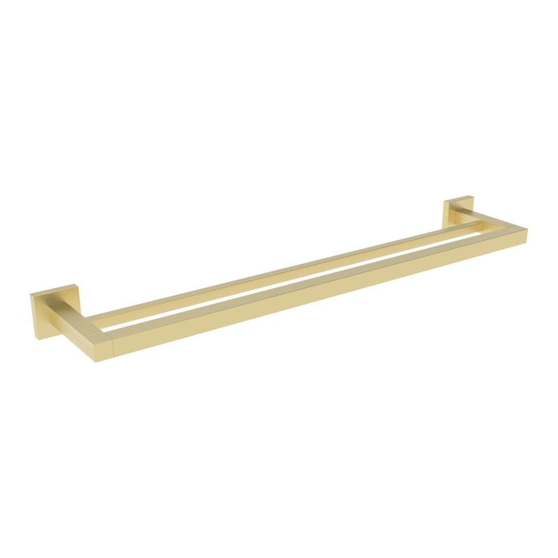 Sydney Square 600mm Double Towel Rail - Brushed Brass