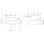 Sydney Square Double Robe Hook - Chrome, technical drawing