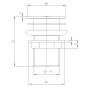 Click Clack Basin Waste - Unslotted - Chrome, technical drawing