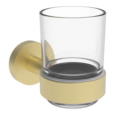 Melbourne Round Tumbler & Holder - Brushed Brass
