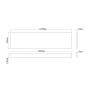 1800mm Waterproof PVC Bath Panel + Plinth - White Gloss, technical drawing