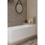 Plumb Essentials Portofino Single Ended Square Bath with Leg Set 1700x700mm - White in a bathroom setting