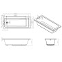 Plumb Essentials Portofino Single Ended Square Bath with Leg Set 1700x700mm - White, technical drawing