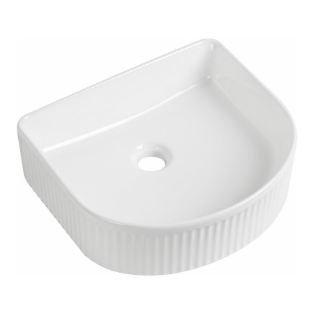 Flauto Fluted D-Shape Countertop Basin 405x355mm - Gloss White