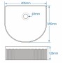 Flauto Fluted D-Shape Countertop Basin 405x355mm - Gloss White, technical drawing