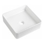 Flauto Fluted Square Countertop Basin 405mm - Gloss White