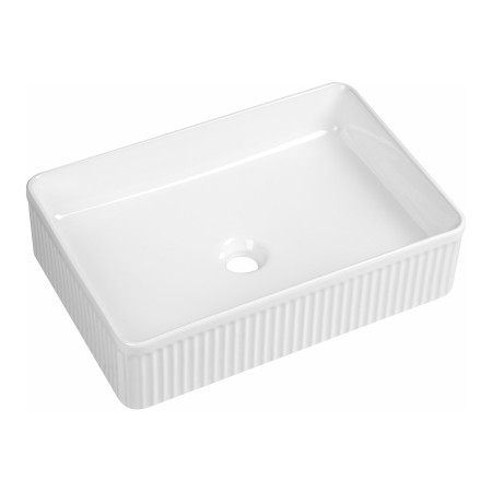 Flauto Fluted Rectangle Countertop Basin 500x340mm - Gloss White