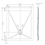 Slate Effect Shower Tray 1000x800mm Rectangle - White, technical drawing