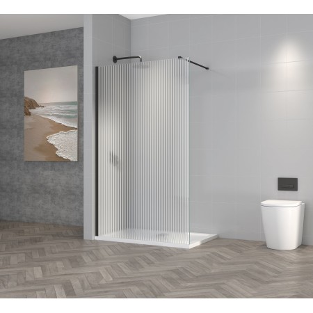 TI8 Wetroom Panel Fluted 900x1950mm with Profile Kit - Orca Black