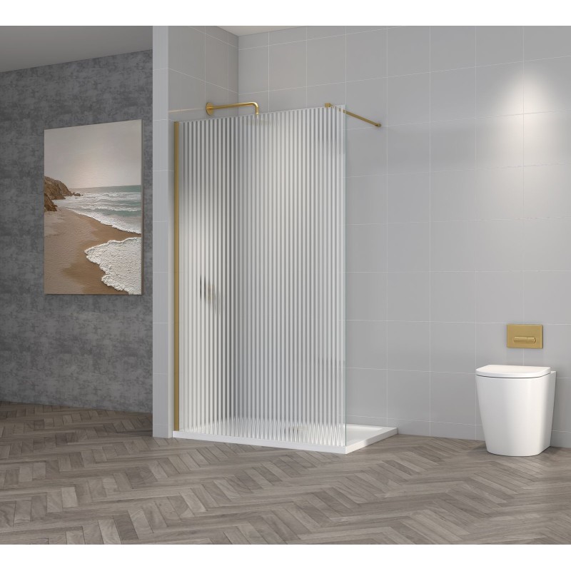 TI8 Wetroom Panel Fluted 900x1950mm with Profile Kit - Brushed Brass