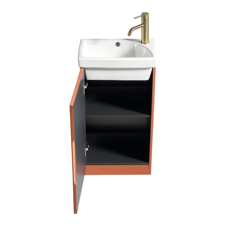 Flauto Mini 450mm Floor Standing Cloakroom Vanity & Basin - Bruciata Orange