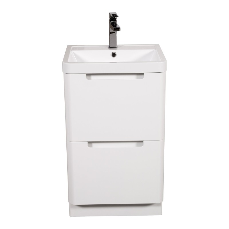 Monza 500mm Floor Standing Vanity & Basin - White Gloss