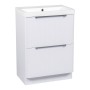 Monza 600mm Fluted Floor Standing Vanity Unit & Basin - White Gloss