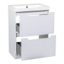 Monza 600mm Fluted Floor Standing Vanity Unit & Basin - White Gloss, another view