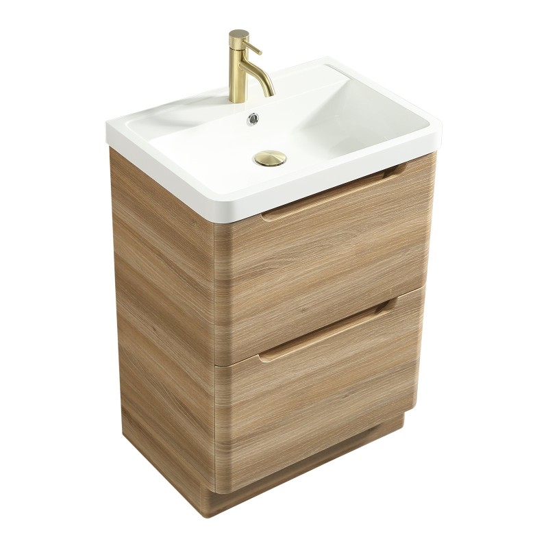 Monza 600mm Floor Standing Vanity Unit & Basin - Country Oak