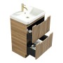 Monza 600mm Fluted Floor Standing Vanity Unit & Basin - Country Oak