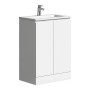 Plumb Essentials 600mm Double Door Floor Standing Vanity & Ceramic Basin - White Gloss