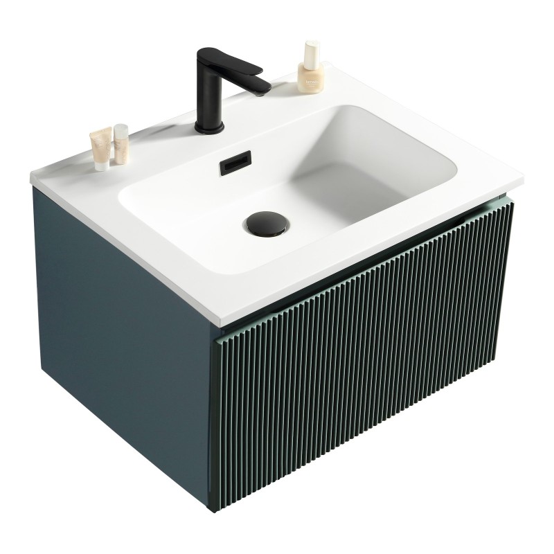 Flauto 600mm Wall Hung Vanity & Matte Basin - Smoked Sage