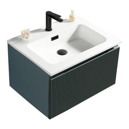 Flauto 600mm Wall Hung Vanity & Matte Basin - Smoked Sage