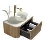 Flauto 870mm Wall Hung Curve Corner Vanity with Sintered Stone Counter Top - Country Oak, another view