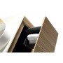 Flauto 870mm Wall Hung Curve Corner Vanity with Sintered Stone Counter Top - Country Oak, close-up