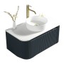 Flauto 870mm Wall Hung Curve Corner Vanity with Sintered Stone Counter Top - Midnight Shadow