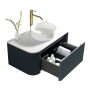 Flauto 870mm Wall Hung Curve Corner Vanity with Sintered Stone Counter Top - Midnight Shadow, another view (2)