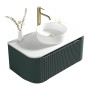 Flauto 870mm Wall Hung Curve Corner Vanity with Sintered Stone Counter Top - Smoked Sage