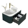 Flauto 870mm Wall Hung Curve Corner Vanity with Sintered Stone Counter Top - Smoked Sage, another view (2)