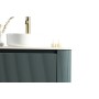 Flauto 870mm Wall Hung Curve Corner Vanity with Sintered Stone Counter Top - Smoked Sage, close-up