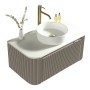 Flauto 870mm Wall Hung Curve Corner Vanity with Sintered Stone Counter Top - Soft Coffee