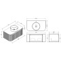 Flauto 870mm Wall Hung Curve Corner Vanity with Sintered Stone Counter Top - Soft Coffee, technical drawing