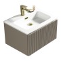Flauto 600mm Wall Hung Vanity & Matte Basin - Soft Coffee