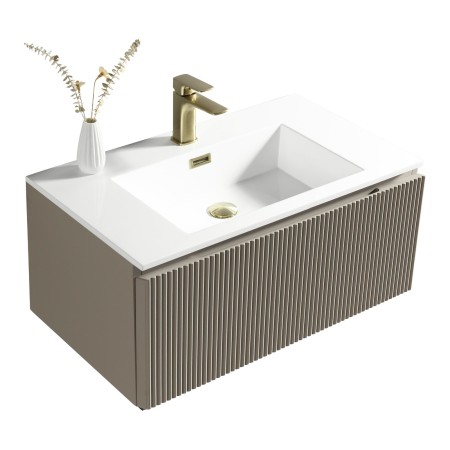 Flauto 800mm Wall Hung Vanity & Matte Basin - Soft Coffee