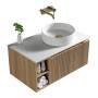 Flauto 800mm Wall Hung Vanity with Side Storage & Right Hand Sintered Stone Counter Top - Country Oak, another view (2)