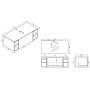 Flauto 1000mm Wall Hung Vanity with 2 Side Storage & Sintered Stone Counter Top - Midnight Shadow, technical drawing