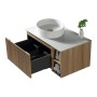 Flauto 800mm Wall Hung Vanity with Side Storage & Left Hand Sintered Stone Counter Top - Country Oak, another view