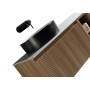 Flauto 800mm Wall Hung Vanity with Side Storage & Left Hand Sintered Stone Counter Top - Country Oak, close-up