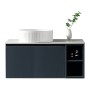 Flauto 800mm Wall Hung Vanity with Side Storage & Left Hand Sintered Stone Counter Top - Midnight Shadow