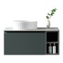 Flauto 800mm Wall Hung Vanity with Side Storage & Left Hand Sintered Stone Counter Top - Smoked Sage