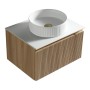 Flauto 600mm Wall Hung Vanity with Sintered Stone Counter Top - Country Oak