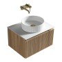 Flauto 600mm Wall Hung Vanity with Sintered Stone Counter Top - Country Oak, another view (2)