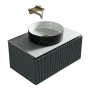 Flauto 600mm Wall Hung Vanity with Sintered Stone Counter Top - Smoked Sage