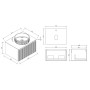 Flauto 600mm Wall Hung Vanity with Sintered Stone Counter Top - Smoked Sage, technical drawing